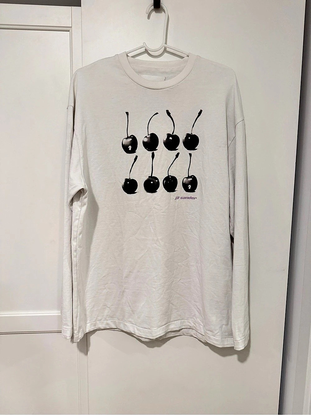 Jil Sander Long Sleeve Graphic Print T-Shirt Tee White Medium